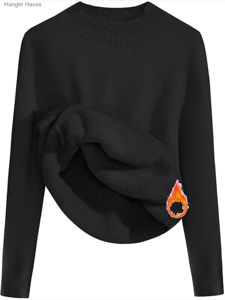 Fleece Sherpa Lined Mock Neck Sweater Thermal Shirt Slim Fit S-Xxl